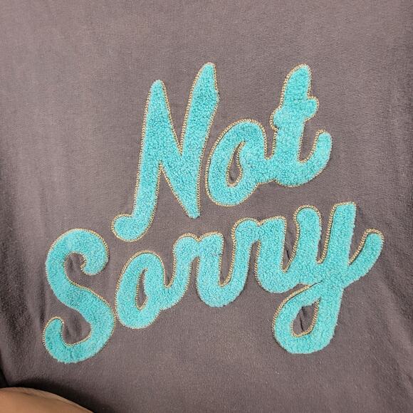 Juicy Couture Not Sorry Gray Graphic Pullover Sweatshirt Blue Lettering - Picture 3 of 9